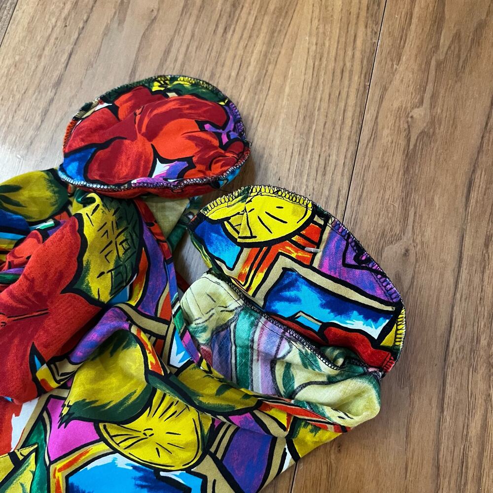 Vintage 80s Pant Set Size L Tropical Fruity Bright - Picture 15 of 16
